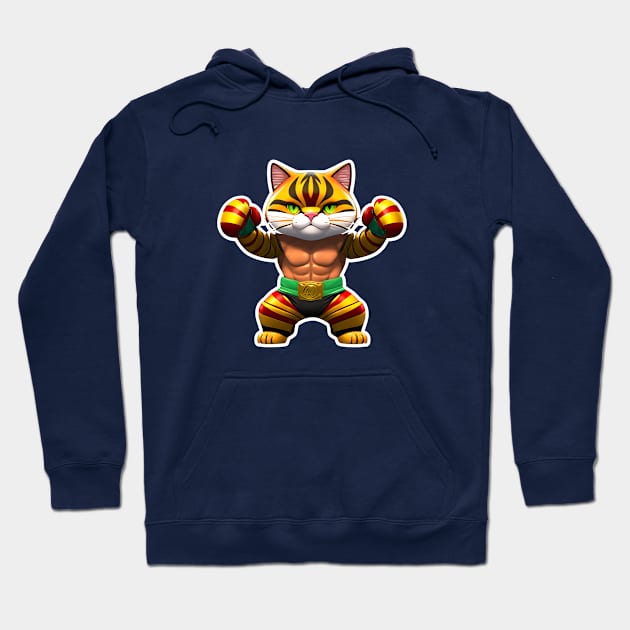 Cat boxer in gloves Hoodie by IrinaGuArt